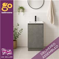 500 Grey Floor Vanity Unit & White Basin Wash Sink Bathroom Cupboard Cabinet