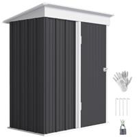 Outsunny Steel Garden Shed, Small Lean-to Shed for Bike, 5x3 ft, Dark Grey