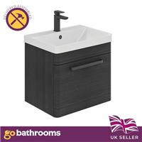 Black Vanity Unit 500 Wall Hung Bathroom Unit and Ceramic Basin Hand wash Sink