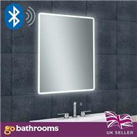 Bathroom LED Mirror with Shaver Socket Bluetooth Speaker Demister Touch 400x800