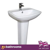 Ceramic Basin Bathroom Sink Basin & Full Pedestal 1 Tap Hole 560mm Taplow