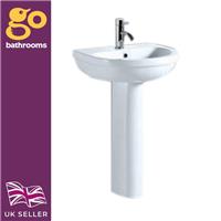 Ceramic Bathroom Sink Hand Wash Basin & Overflow with Pedestal