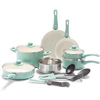 GreenLife Cookware Set 15-Piece Soft Grip Ceramic Non-Stick PFAS Free (Open Box)
