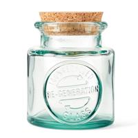 Re-Generation Glass Storage Jar Small, Cork Lid, 25cl Capacity, Recycled Glass