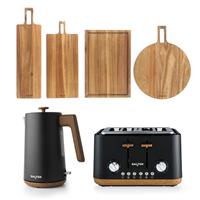 Salter Toronto Kettle/Toaster/Serving Board Set FSC- Certified Wood Matt Black