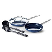 Blue Diamond 5-Piece Cookware Set Durable Ceramic PFAS-Free Non-Stick (Open Box)