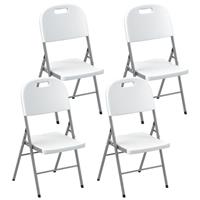 Outsunny 4PCS Folding Chair with Steel Frame, Garden Chair Set, White