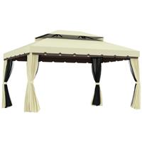 Outsunny 3m x 3.6m Aluminium Gazebo Canopy Patio Marquee Party Tent Cream White