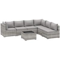 Outsunny 7 PCS Outdoor PE Rattan Chaise Lounge Furniture Sofa Set w/ Cushions