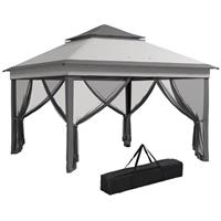 Outsunny 3 x 3(m) Pop Up Gazebo Tent with Netting, Height Adjustable, Grey