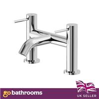 Chrome Bath Filler Tap Twin Lever Handle Mixer Deck Mounted Modern Design