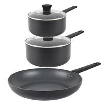 Russell Hobbs 3 PC Pan Set 16/20cm Saucepans & Lids & 28cm Frying Pan Non-Stick