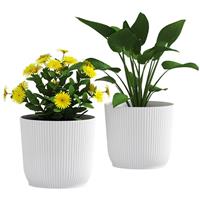 Outsunny Set of 2 Round Plant Pots Outdoor 22cm for Garden, White
