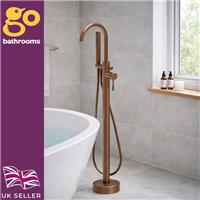 Bronze Floor Standing Tap Bath Shower Mixer Includes Handheld Shower Wand Hose
