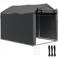 Outsunny Garden Tool Storage Shed with Roll-up Zipper Door, Dark Grey