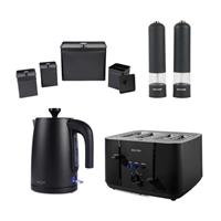 Salter Kuro 8-Piece Countertop & Seasoning Set Kettle Toaster Mills & Canisters
