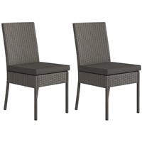 Outsunny 2 PCs Rattan Garden Chairs with Cushion, Wicker Dining Chairs, Grey