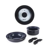 Russell Hobbs Smart Clip 9-Piece Frying Pan & Saucepan Set 20/24/28cm Non-Stick