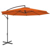 Outsunny 3(m) Garden Banana Parasol Cantilever Umbrella w/ Base, Orange