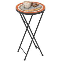 Outsunny Mosaic Garden Table, 35.5cm Folding Coffee Table, Orange