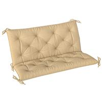 Outsunny 2 Seater Garden Bench Cushion Outdoor Seat Pad with Ties Khaki
