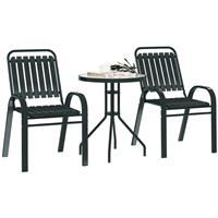 Outsunny Stackable Patio Bistro Set, 3 Pieces Garden Furniture Set, Grey