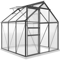 Outsunny Polycarbonate Walk-in Garden Greenhouse w/ Sliding Door Grey