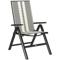 Outsunny Rattan Folding Chair w/ 5-Position Adjustable Backrest, Black