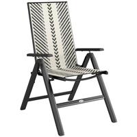 Outsunny Rattan Folding Chair w/ 5-Position Adjustable Backrest, Grey