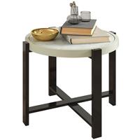 Outsunny Round Small Garden Table with Faux Marble Glass Top, Light Grey