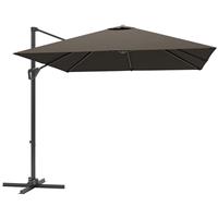 Outsunny Square Cantilever Roma Parasol 360 Degree Rotation Hand Crank, Tan