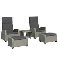 Outsunny 5 PCs Rattan Garden Furniture Set with Reclining Chairs, Grey