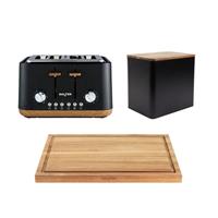 Salter Toronto 3-Piece Kitchen Set 4-Slice Toaster, Bread Bin, Chopping Board