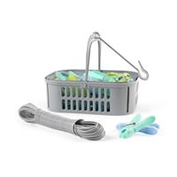 Beldray 30 Ultra Grip Pegs, Basket & Washing Line Collapsible, TPR Easy Grip