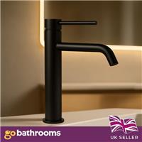 Black Bathroom Sink Tap Tall Basin Mono Mixer Countertop Single Lever Handle