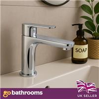 Chrome Bathroom Sink Tap Basin Mono Mixer Lever Style Click Waste
