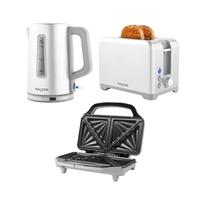 Salter Aspen Kettle, Toaster & Sandwich Maker Set Silver, Rapid Boil, PFAS-Free