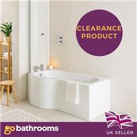 P Shaped Shower Bath Left Hand Bathtub 1700mm Acrylic Bathroom CLEARANCE