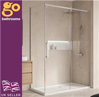 Chrome Sliding Shower Door Wet Room Enclosure Easy Clean Clear Glass 1500mm