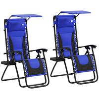 Outsunny Folding Zero Gravity Chair, Blue, Refurbished