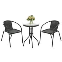 Outsunny 3 Pc Furniture Set with Stackable Chairs, Refurbished