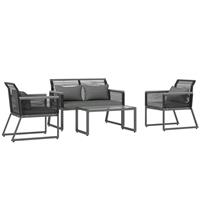 Outsunny 4 pcs Garden Furniture, Tempered Glass Top Charcoal Grey, Refurbished