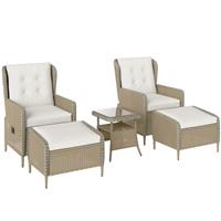Outsunny Furniture Set with Footstools, Light Grey, Refurbished