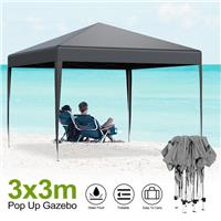 LOEFME Pop-up Gazebo 3x3m Garden Marquee Awning Party Outdoor Camping Tent -Grey