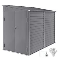Outsunny 5 x 9ft Galvanised Metal Garden Shed with Foundation Kit, Grey
