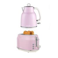 Salter Retro Pink Kettle & Toaster Set 1.7L Rapid Boil 2 Slice Wide Slot 3KW