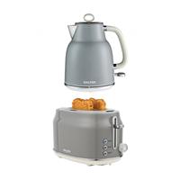 Salter Kettle & Toaster Set Retro Grey 1.7L Rapid Boil 2 Slice Wide Slot 3KW