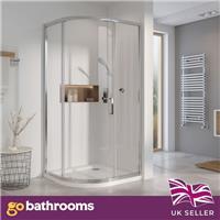 Chrome Quadrant Shower Enclosure Single Sliding Door 8mm Safe Glass 900x700mm