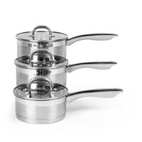 Salter Saucepan Set 3 PC 16 18 & 20cm Pans Stainless Steel Timeless (Open Box)