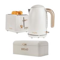 Salter Pebble Kitchen Set 1.7L Kettle, 2Slice Toaster & Large Container, Stone